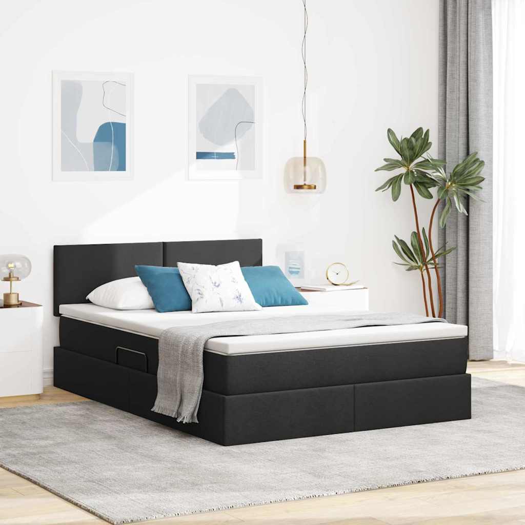 vidaXL Cama con almacenamiento y colchón Negro 140 x 200 cm Terciopelo