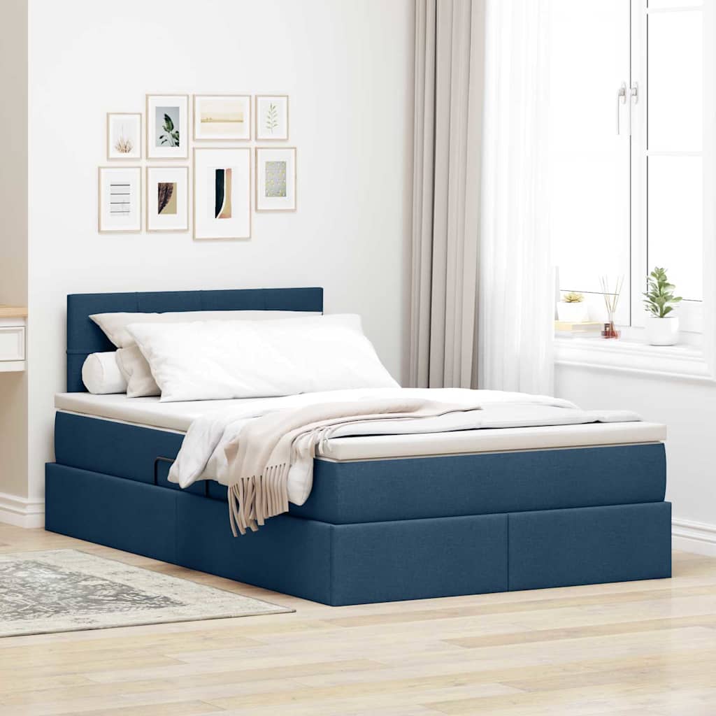 vidaXL Cama con almacenamiento y colchón Azul 120 x 200 cm Terciopelo