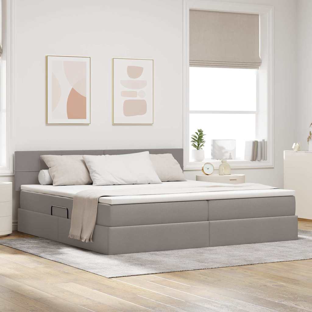 vidaXL Cama con almacenamiento y colchón Taupé 200 x 200 cm Terciopelo