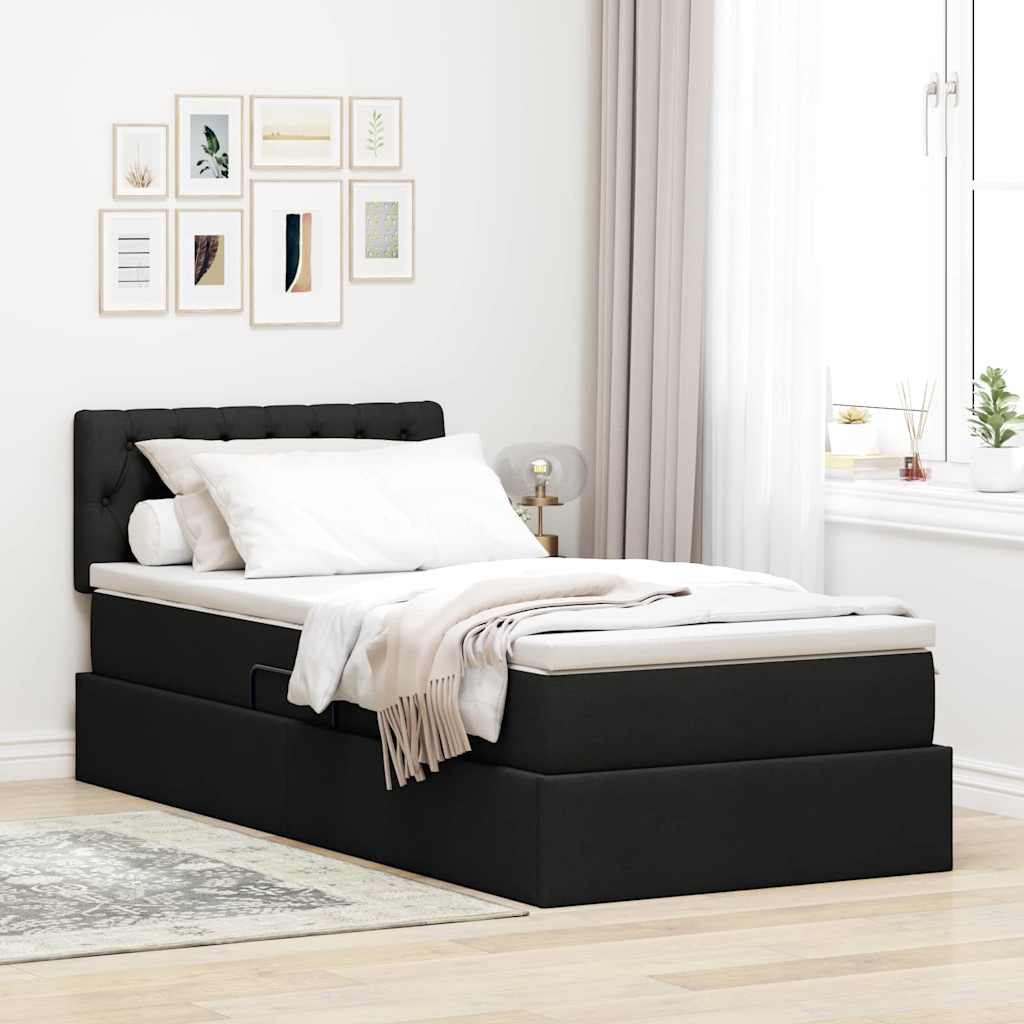 vidaXL Cama con almacenamiento y colchón Negro 90 x 190 cm Terciopelo