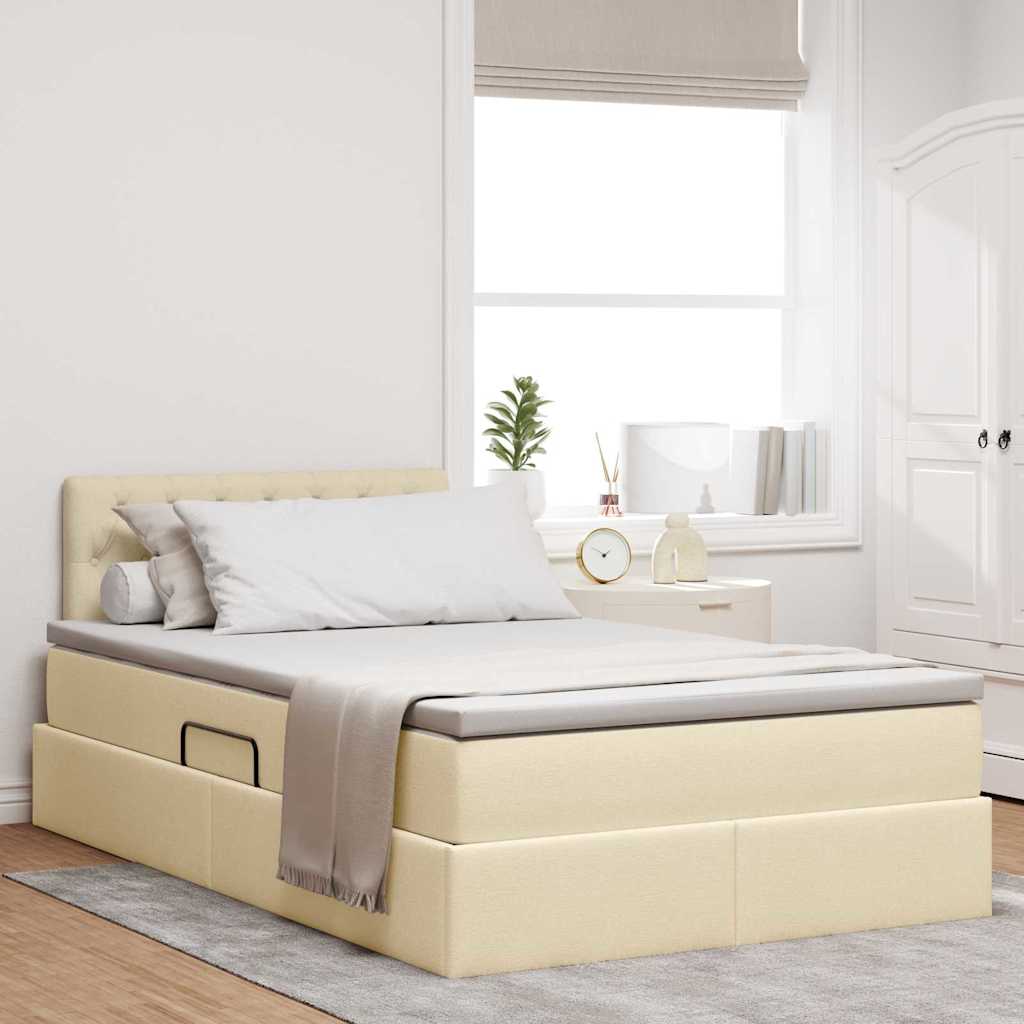 vidaXL Cama con almacenamiento y colchón Crema 120 x 200 cm Terciopelo