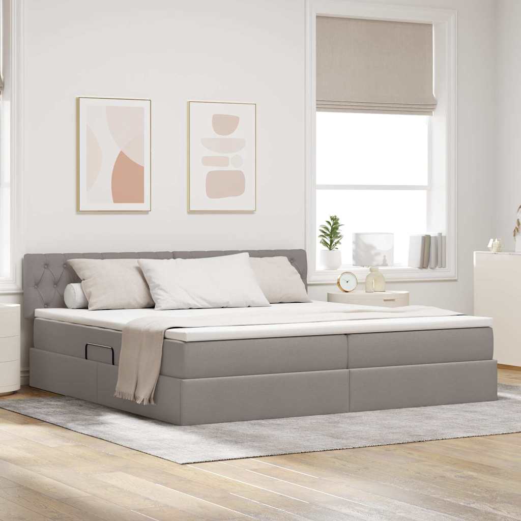 vidaXL Cama con almacenamiento y colchón Taupé 200 x 200 cm Terciopelo