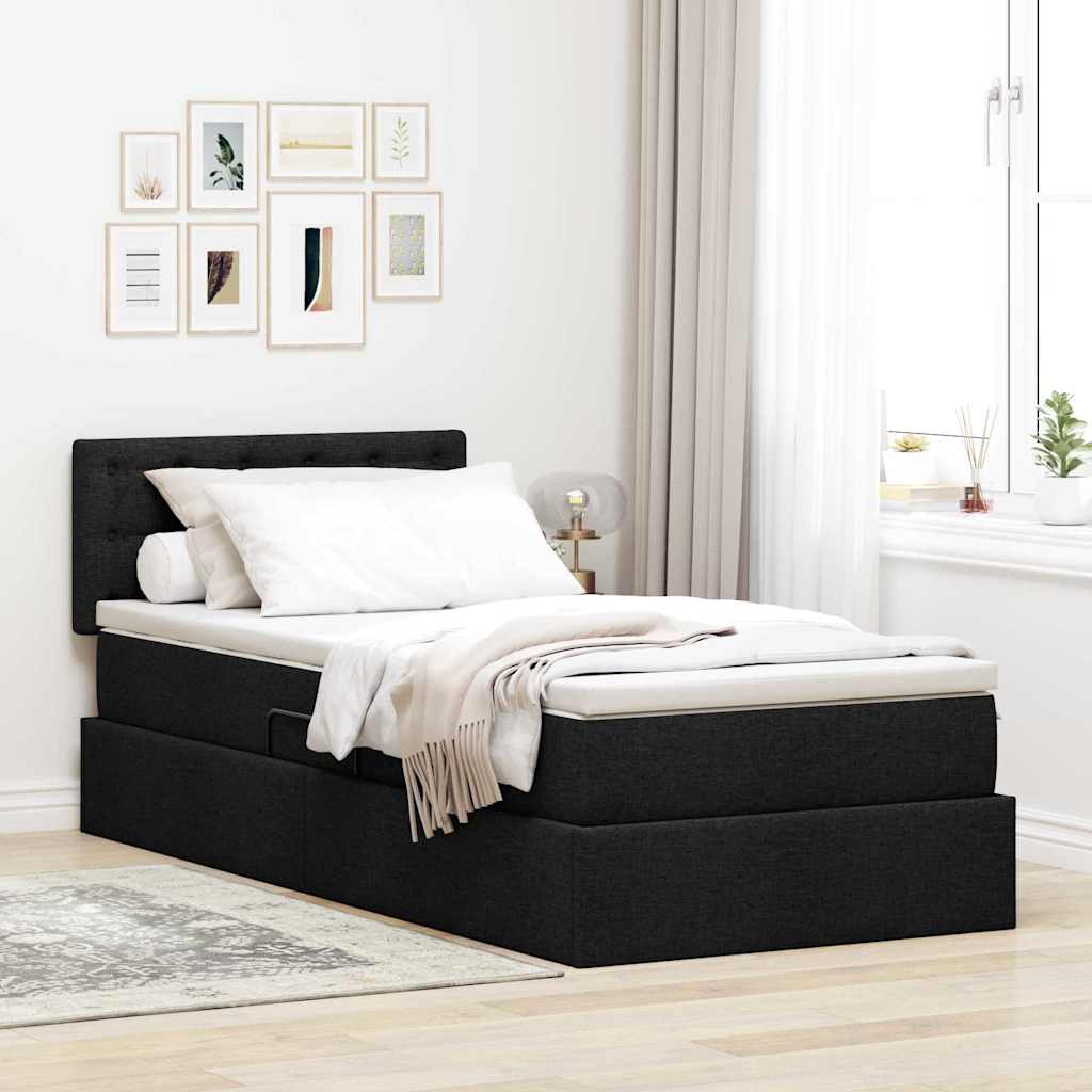 vidaXL Cama con almacenamiento y colchón Negro 90 x 200 cm Terciopelo