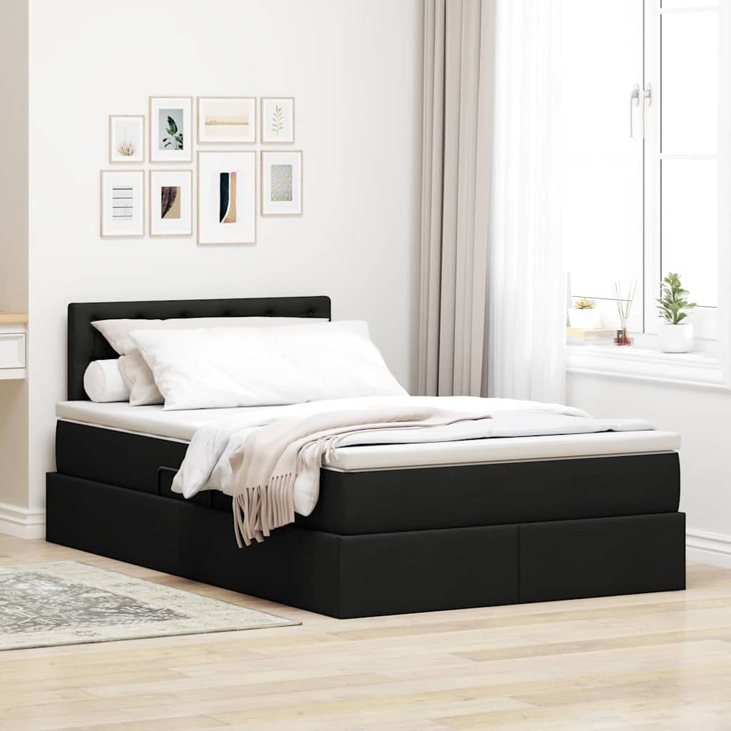 vidaXL Cama con almacenamiento y colchón Negro 120 x 200 cm Terciopelo