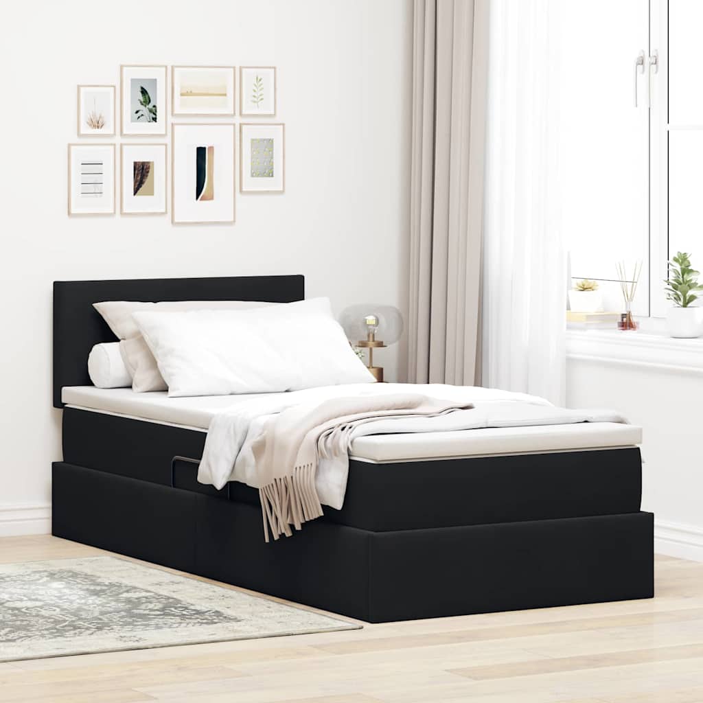 vidaXL Cama con almacenamiento Negro 90 x 190 cm Terciopelo