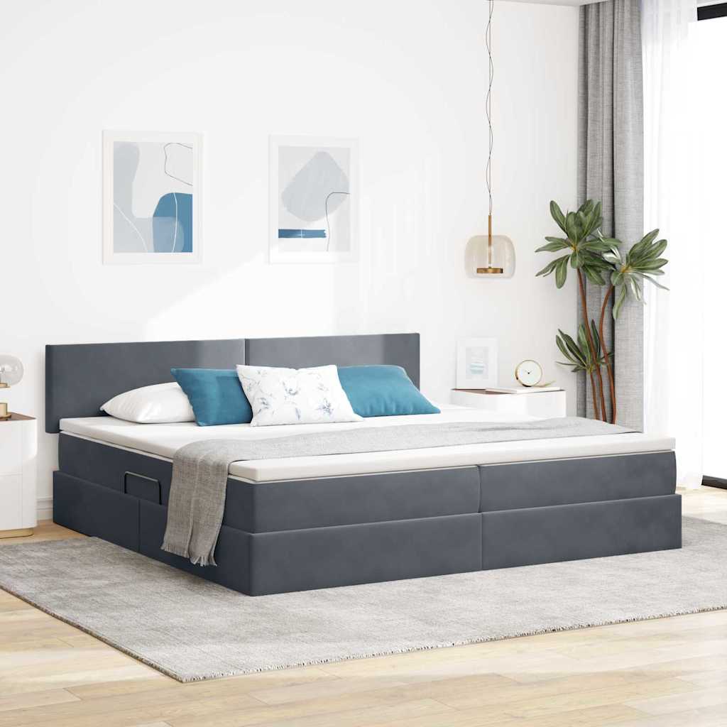 vidaXL Cama con almacenamiento Gris oscuro 200 x 200 cm Terciopelo