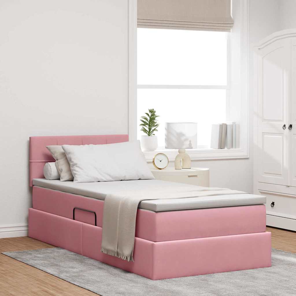 vidaXL Cama con almacenamiento Rosa 90 x 190 cm Terciopelo