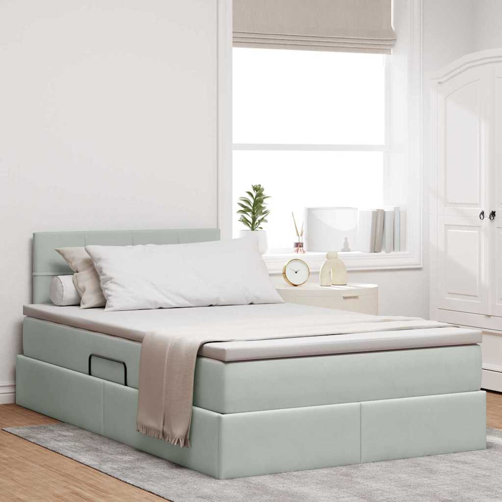 vidaXL Cama con almacenamiento Gris Claro 120 x 200 cm Terciopelo