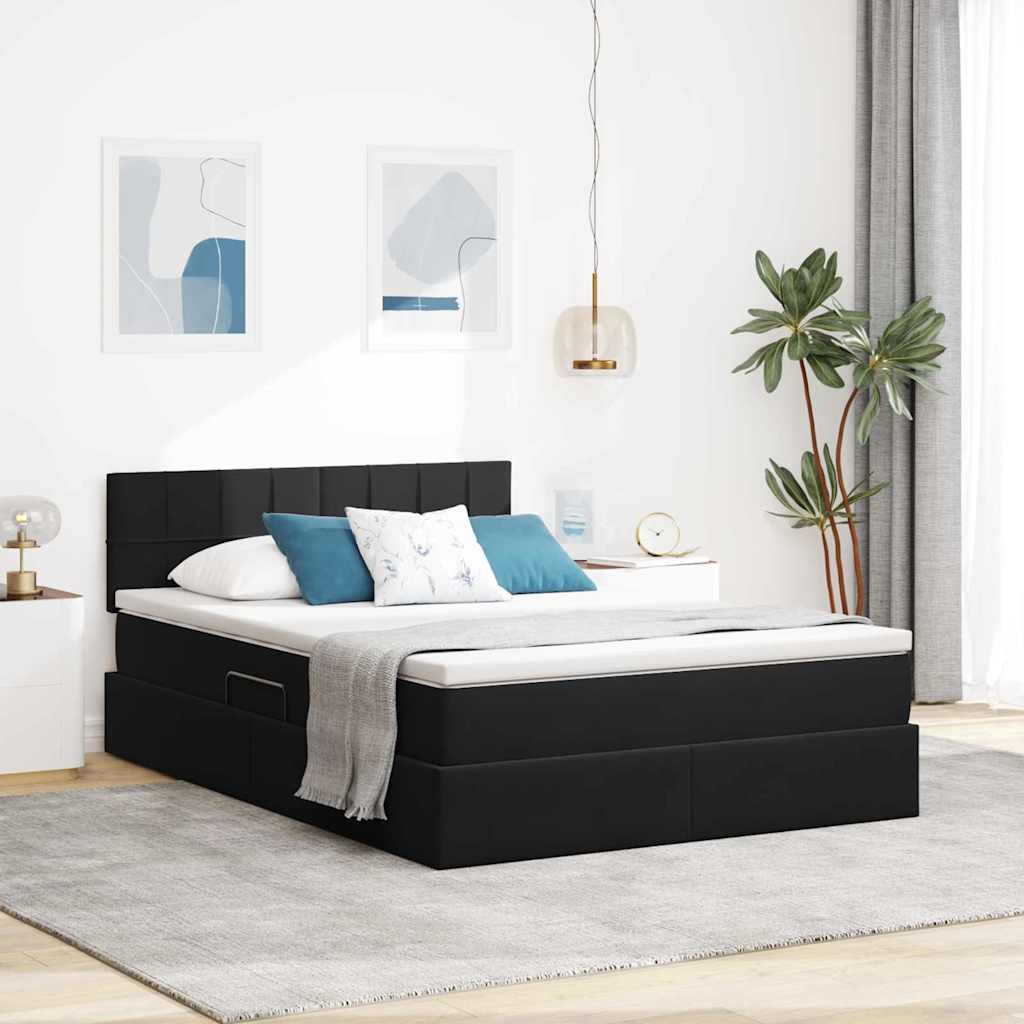vidaXL Cama con almacenamiento Negro 140 x 200 cm Terciopelo