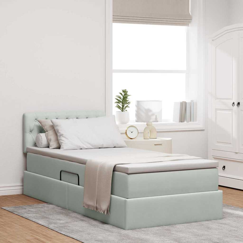 vidaXL Cama con almacenamiento Gris Claro 100 x 200 cm Terciopelo