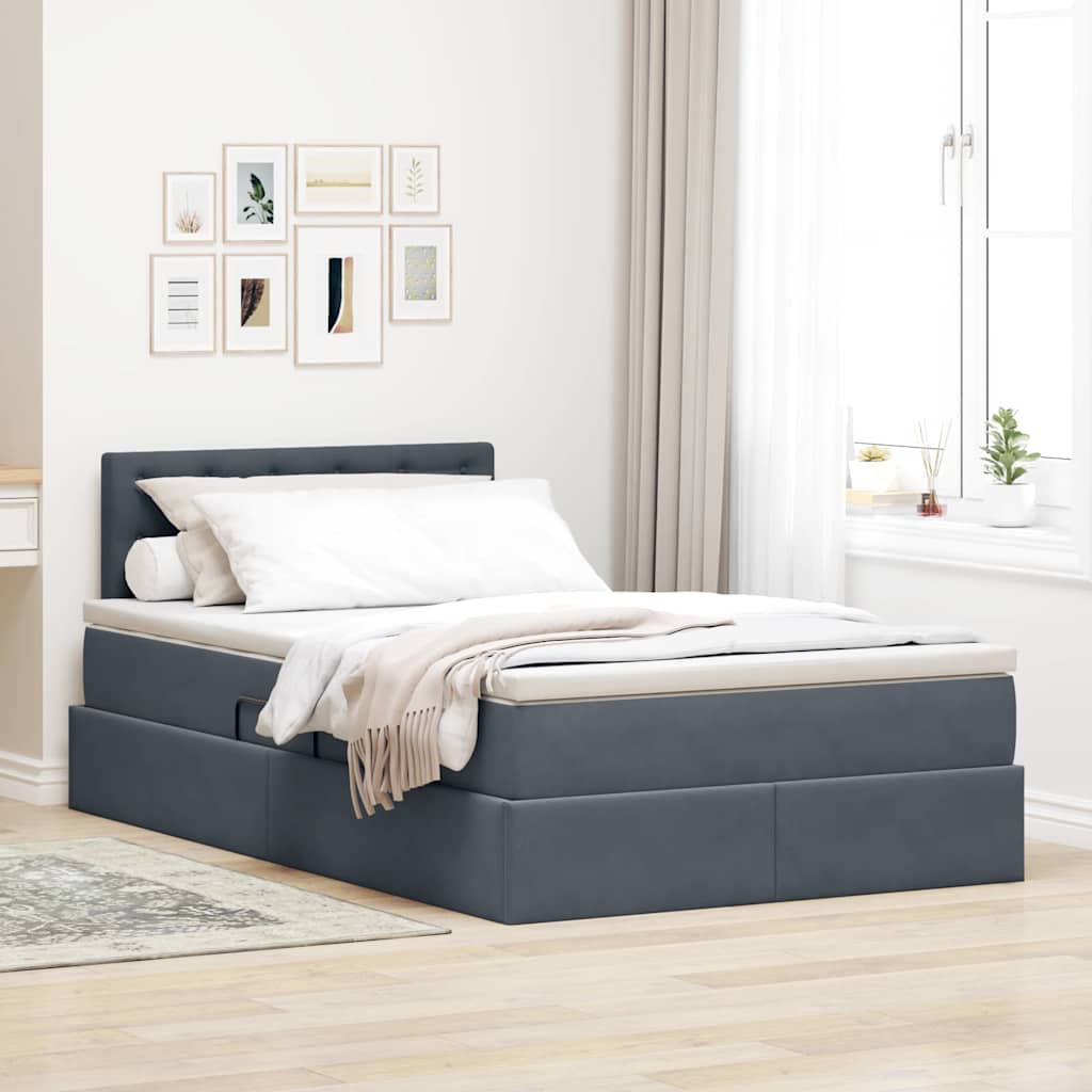 vidaXL Cama con almacenamiento Gris oscuro 120 x 200 cm Terciopelo