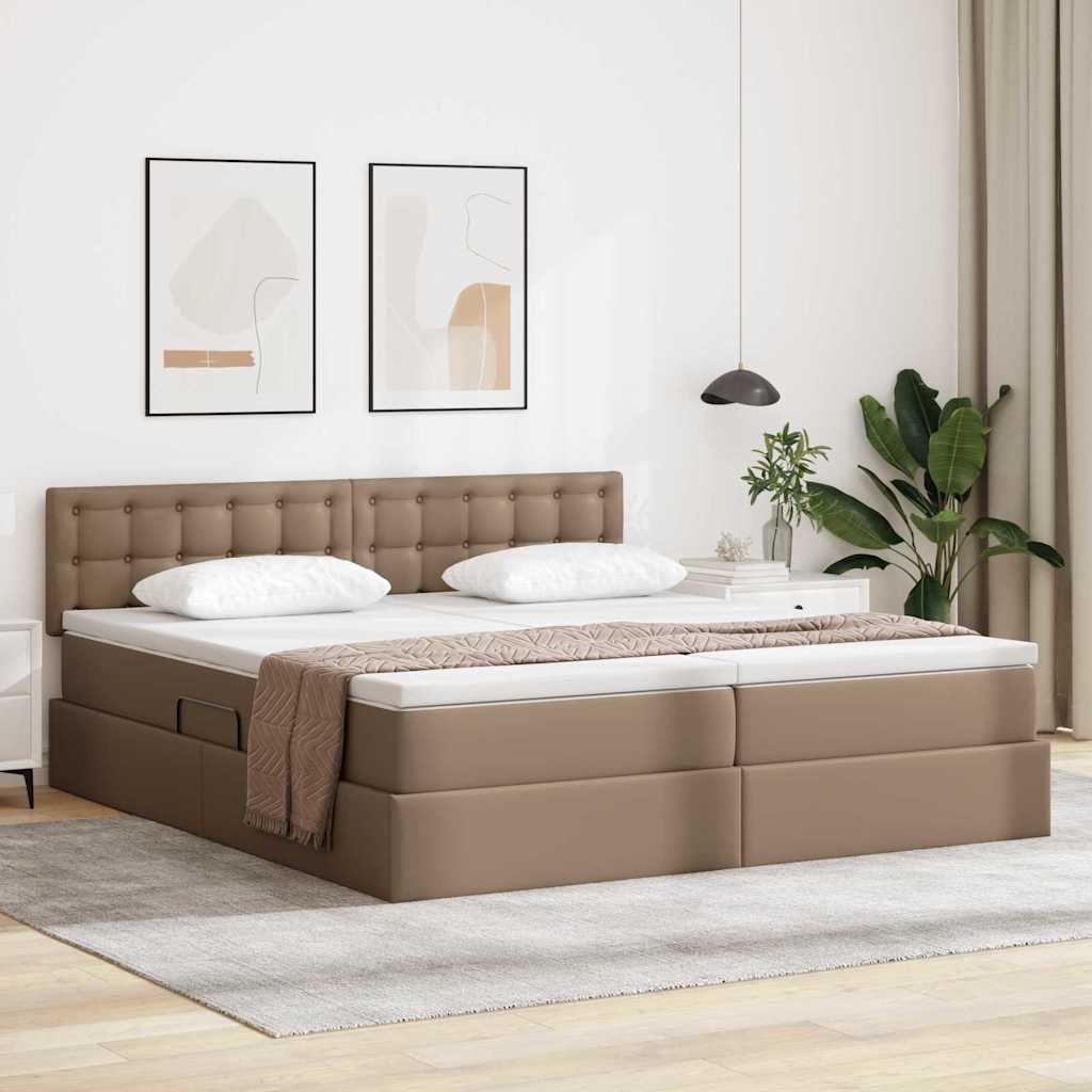 vidaXL Cama con almacenamiento Capuchino 200 x 200 cm Cuero sintético