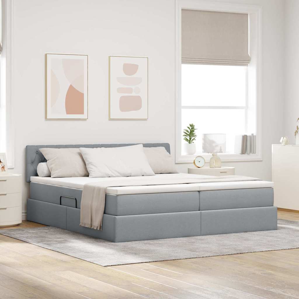 vidaXL Cama con almacenamiento Gris Claro 200 x 200 cm Cuero sintético