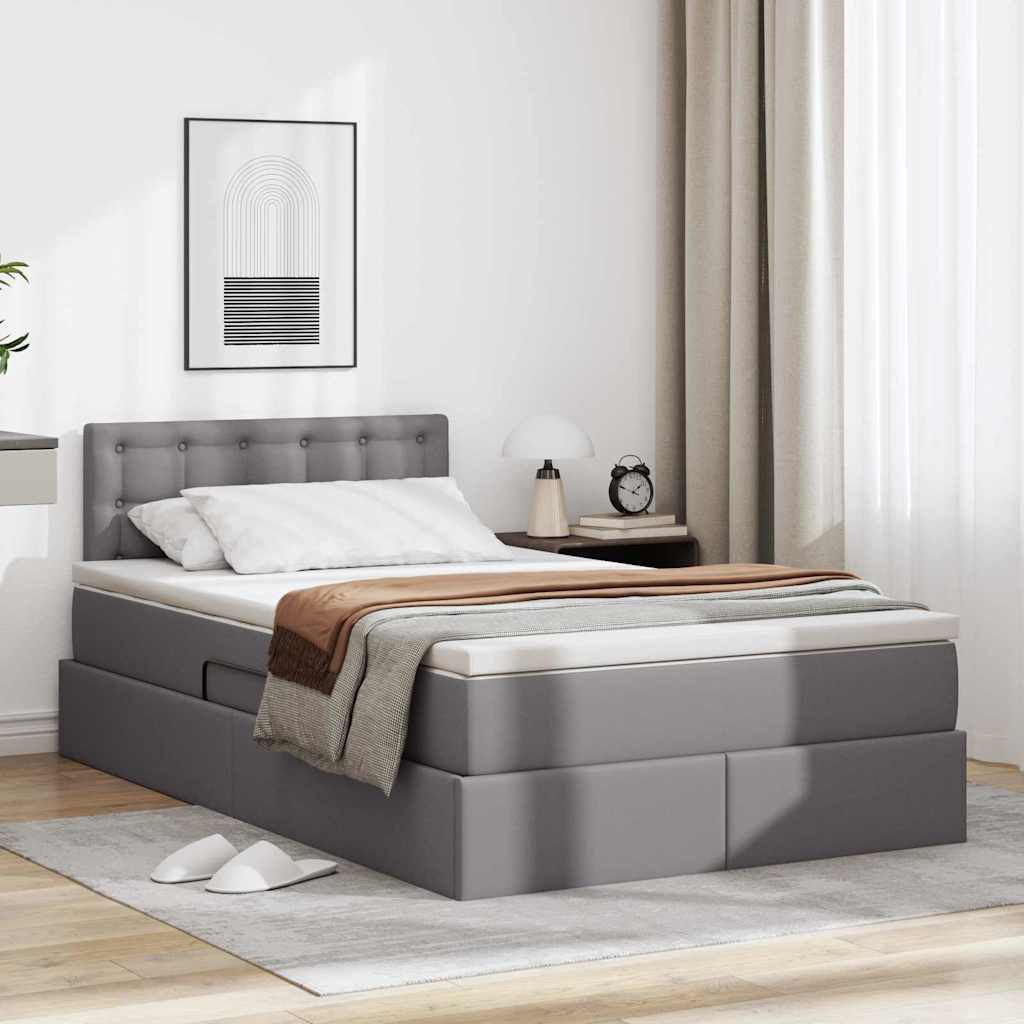 vidaXL Cama con almacenamiento y LED Gris 120 x 200 cm Cuero sintético