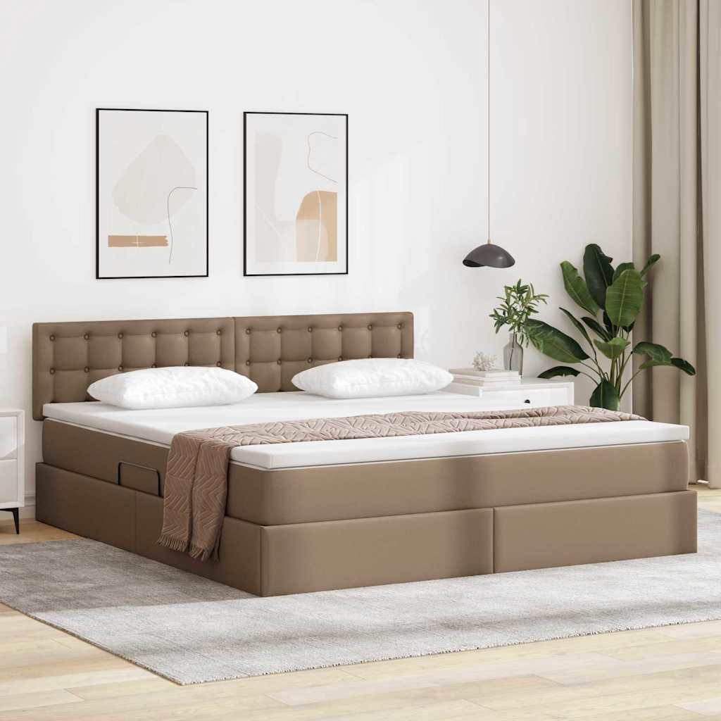 vidaXL Cama con almacenamiento y LED con LED Capuchino 180 x 200 cm