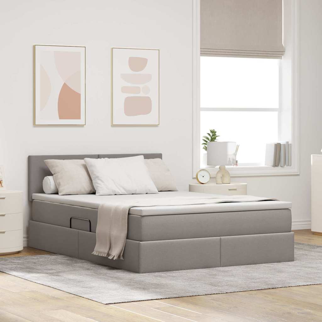 vidaXL Cama de almacenamiento LED con colchón Topo 140 x 200 cm Tela