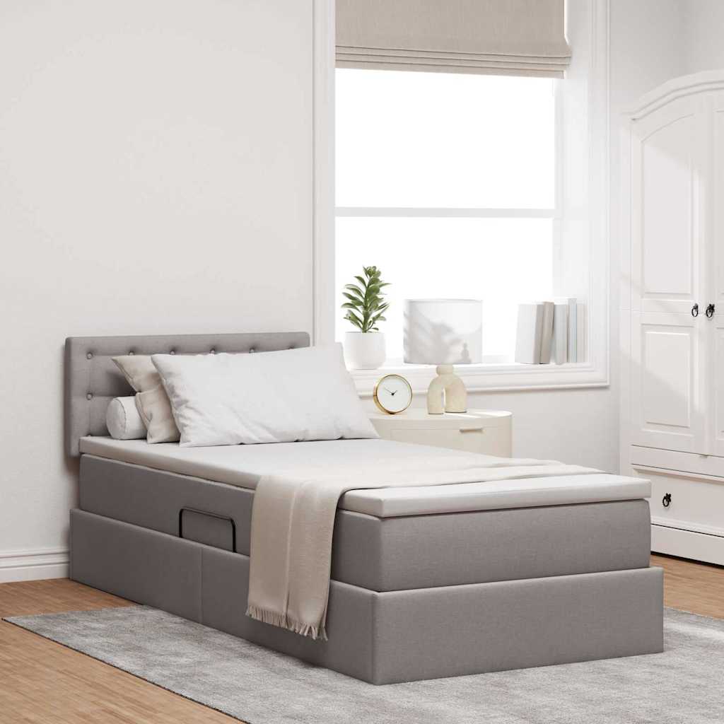 vidaXL Cama de almacenamiento LED con colchón Topo 100 x 200 cm Tela