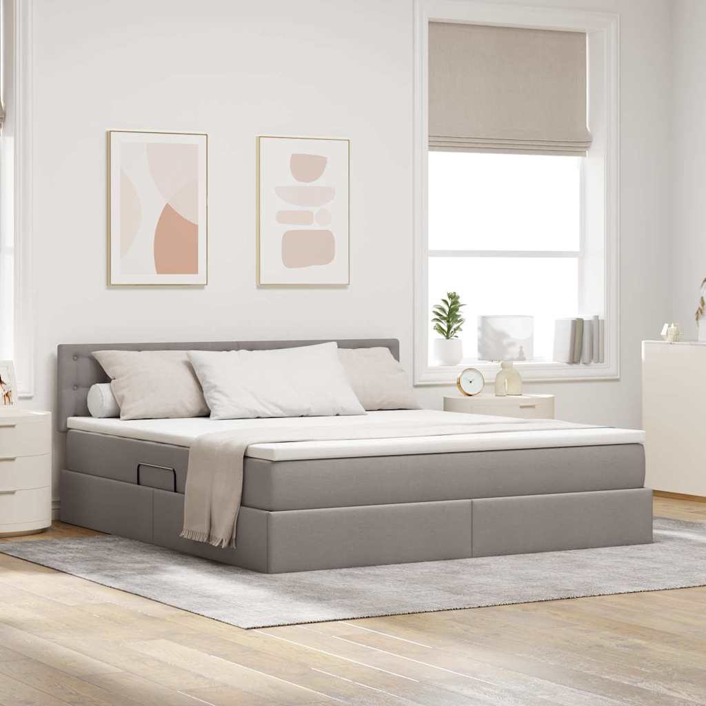 vidaXL Cama de almacenamiento LED con colchón Topo 160 x 200 cm Tela