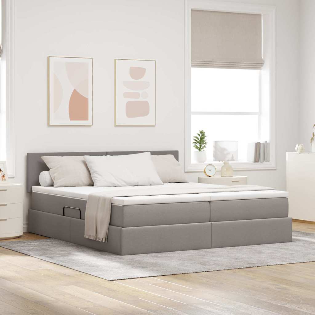 vidaXL Cama de almacenamiento LED con colchón Topo 200 x 200 cm Tela