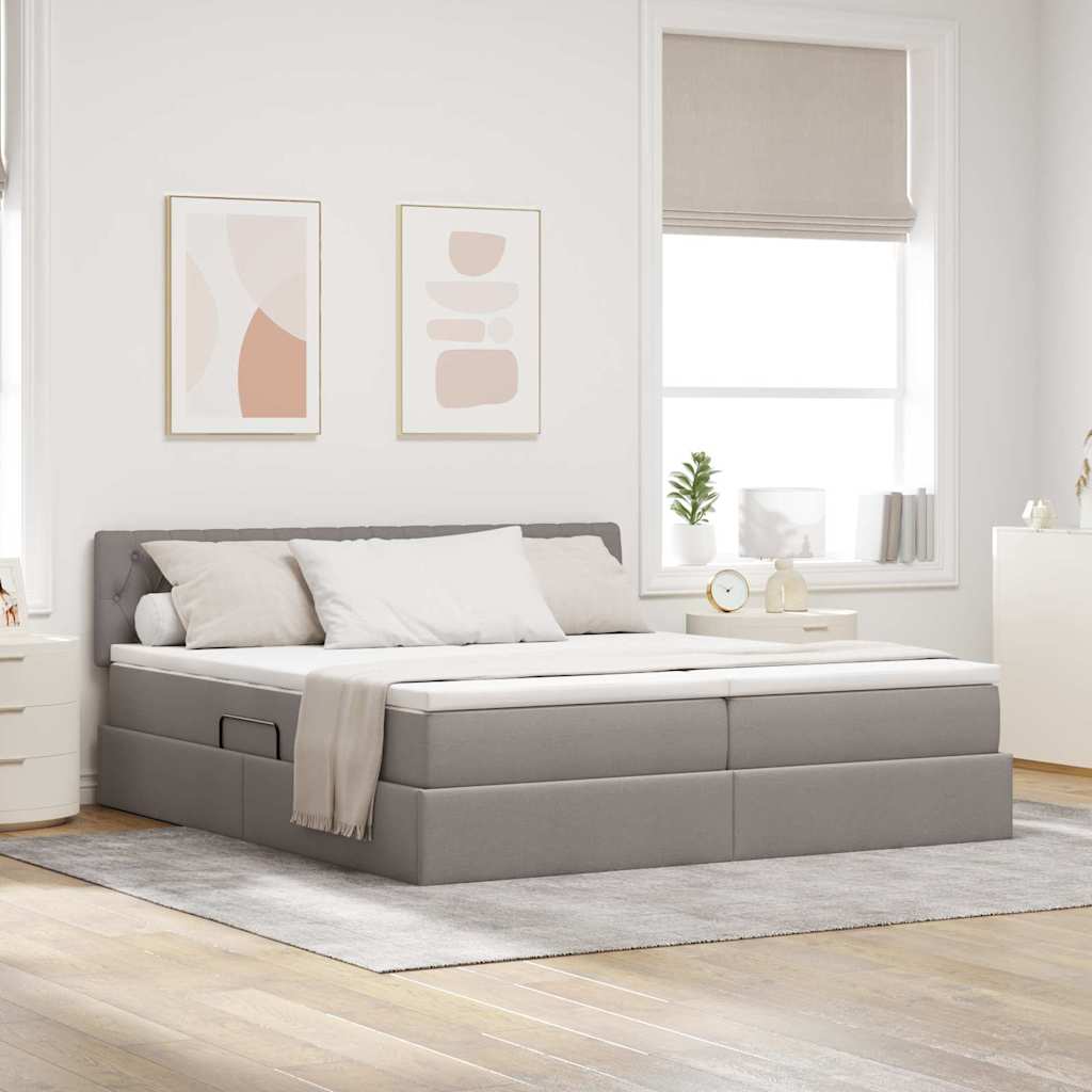 vidaXL Cama de almacenamiento LED con colchón Topo 180 x 200 cm Tela