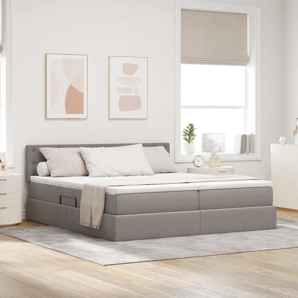 vidaXL Cama de almacenamiento LED con colchón Topo 180 x 200 cm Tela