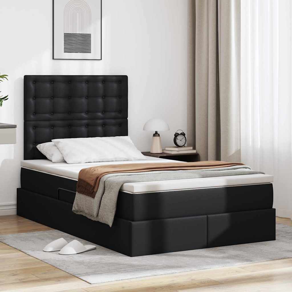 vidaXL Cama con almacenamiento Negro 120 x 200 cm Cuero sintético