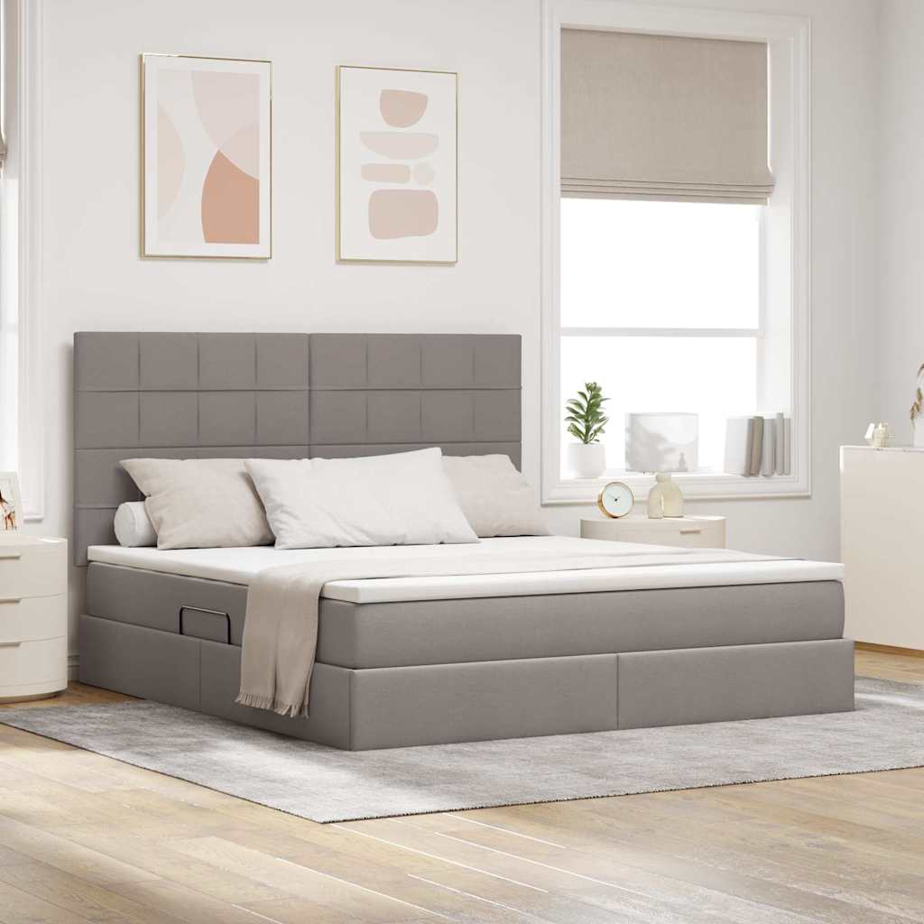 vidaXL Cama con almacenamiento y colchón Taupé 180 x 200 cm tela