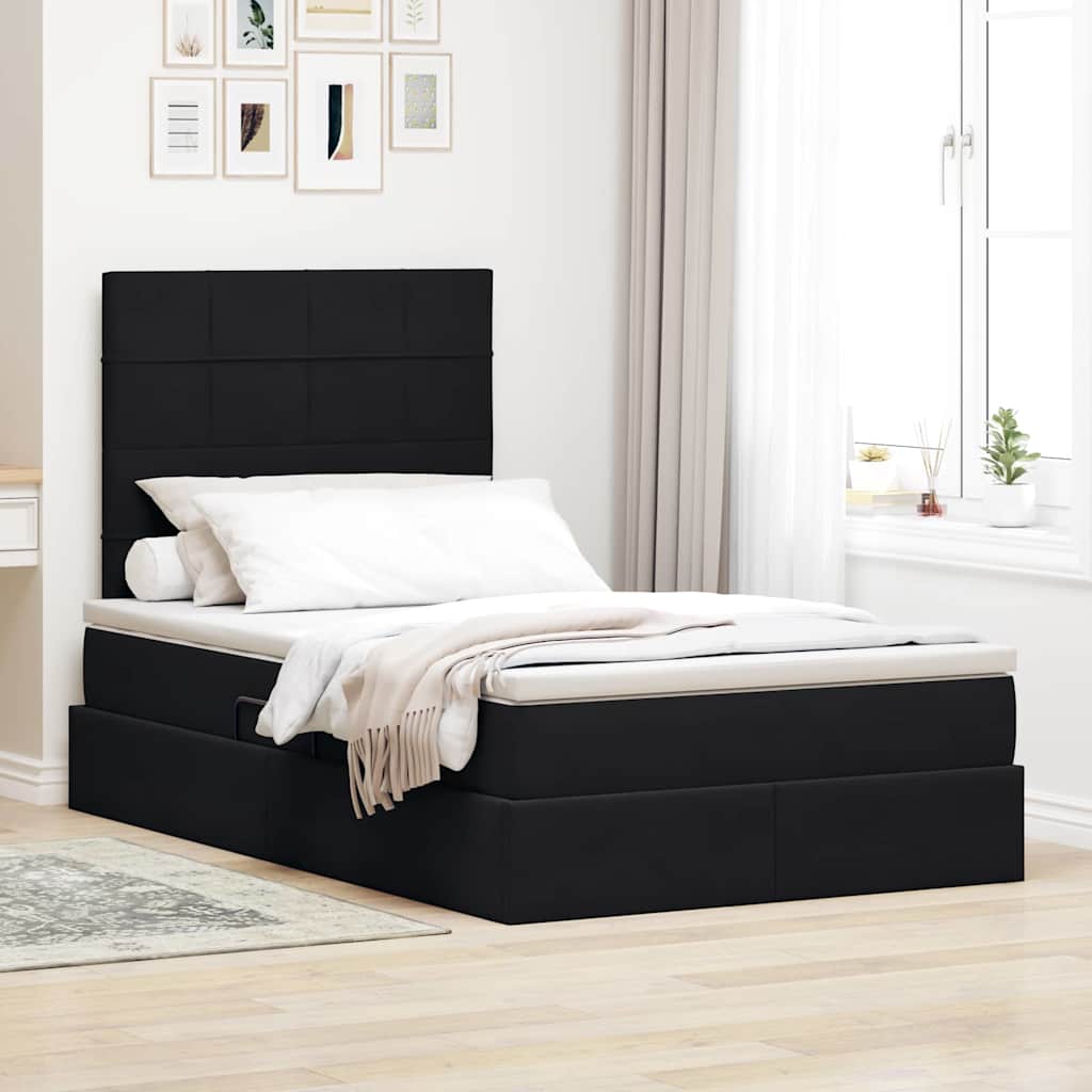 vidaXL Cama con almacenamiento y colchón Negro 120 x 200 cm Terciopelo