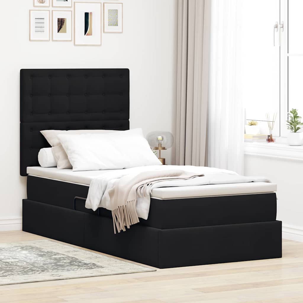 vidaXL Cama con almacenamiento y colchón Negro 90 x 190 cm Terciopelo