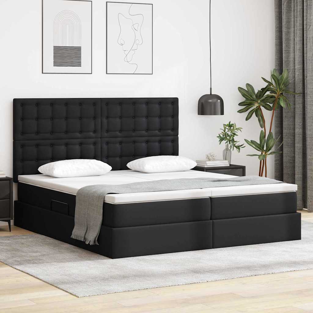 vidaXL Cama con almacenamiento y colchón Negro 180 x 200 cm