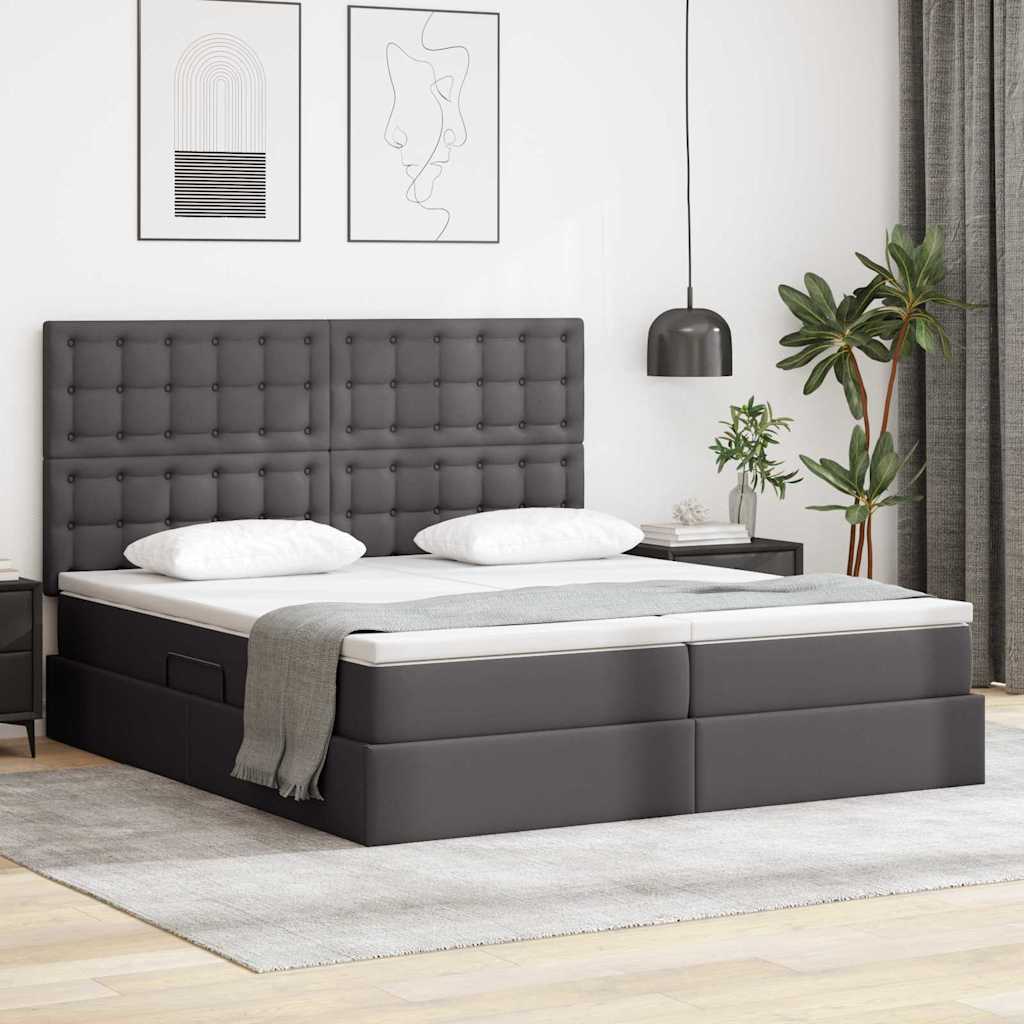 vidaXL Cama con almacenamiento y colchón Gris 180 x 200 cm