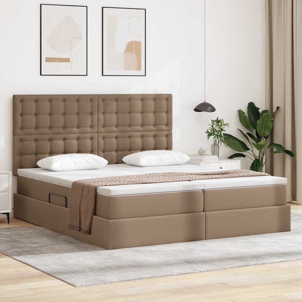 vidaXL Cama con almacenamiento y colchón Capuchino 200 x 200 cm