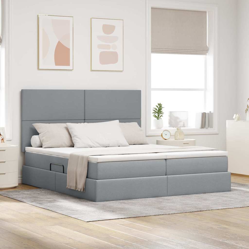vidaXL Cama con almacenamiento Gris Claro 180 x 200 cm Tela