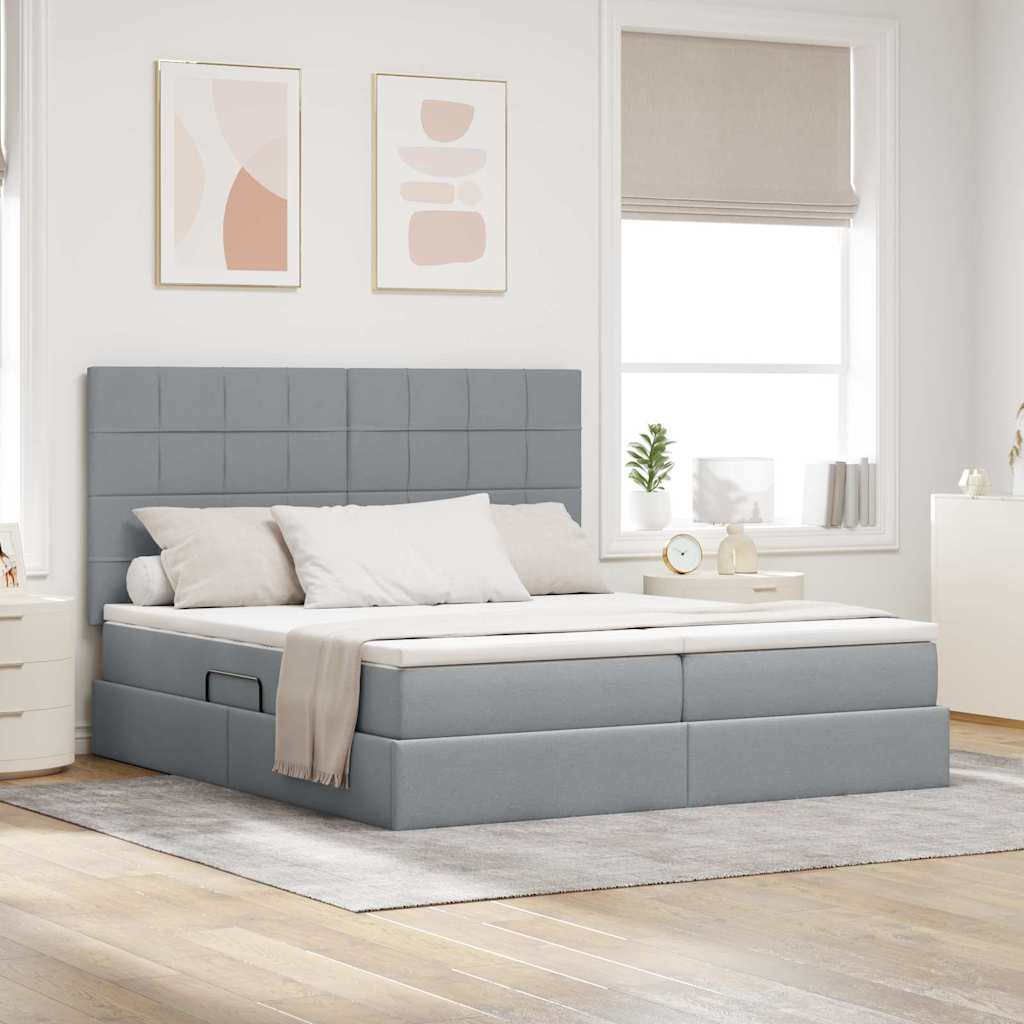 vidaXL Cama con almacenamiento Gris Claro 180 x 200 cm Tela
