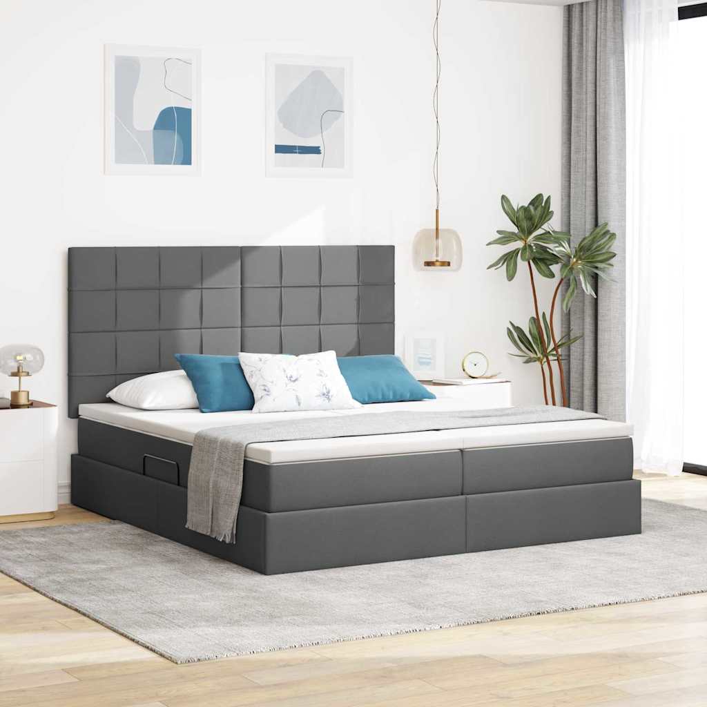 vidaXL Cama con almacenamiento Gris oscuro 180 x 200 cm Tela
