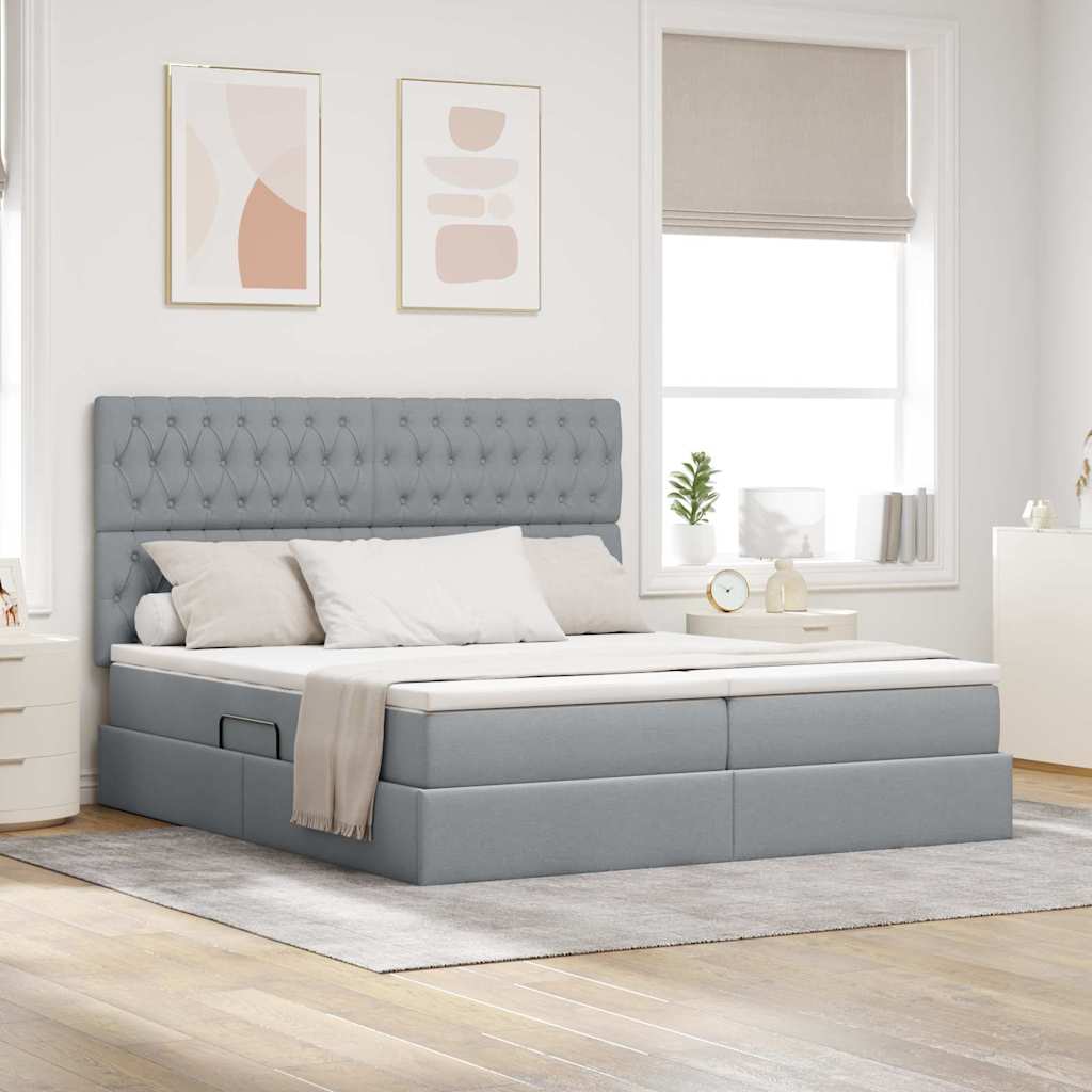 vidaXL Cama con almacenamiento Gris Claro 200 x 200 cm Tela