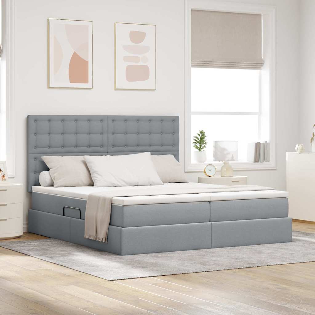 vidaXL Cama con almacenamiento Gris Claro 180 x 200 cm Tela