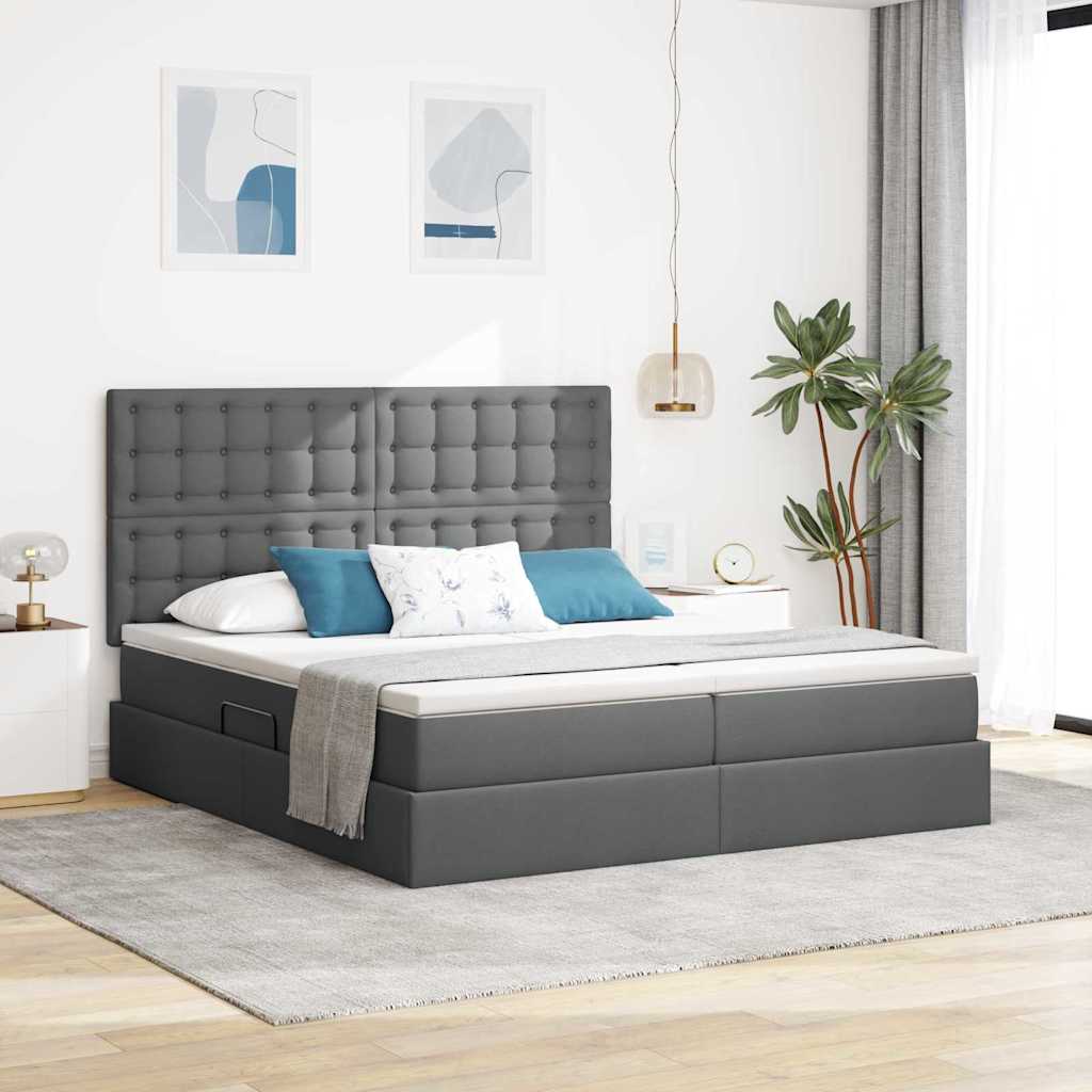 vidaXL Cama con almacenamiento Gris oscuro 200 x 200 cm Tela
