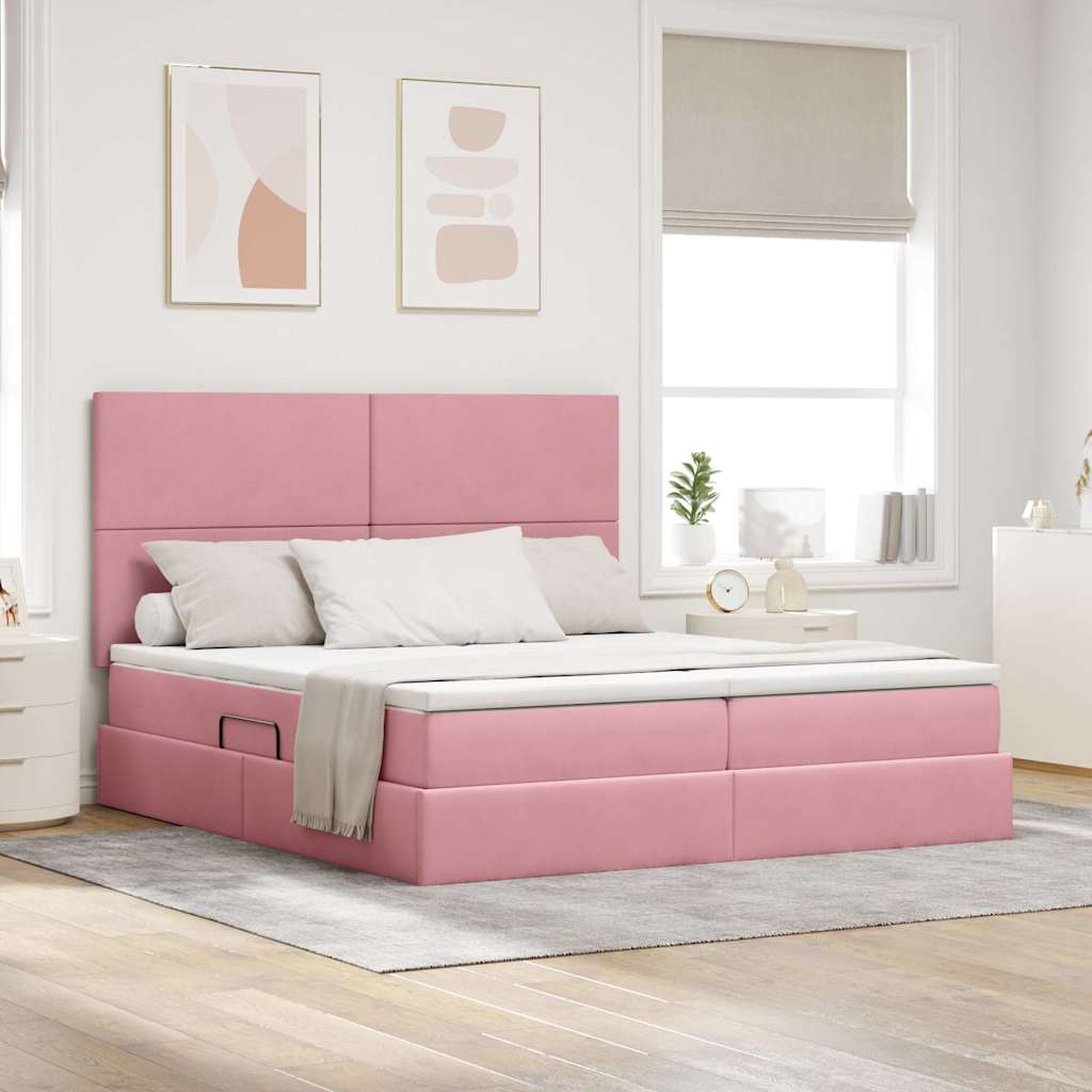 vidaXL Cama con almacenamiento Rosa 180 x 200 cm Terciopelo