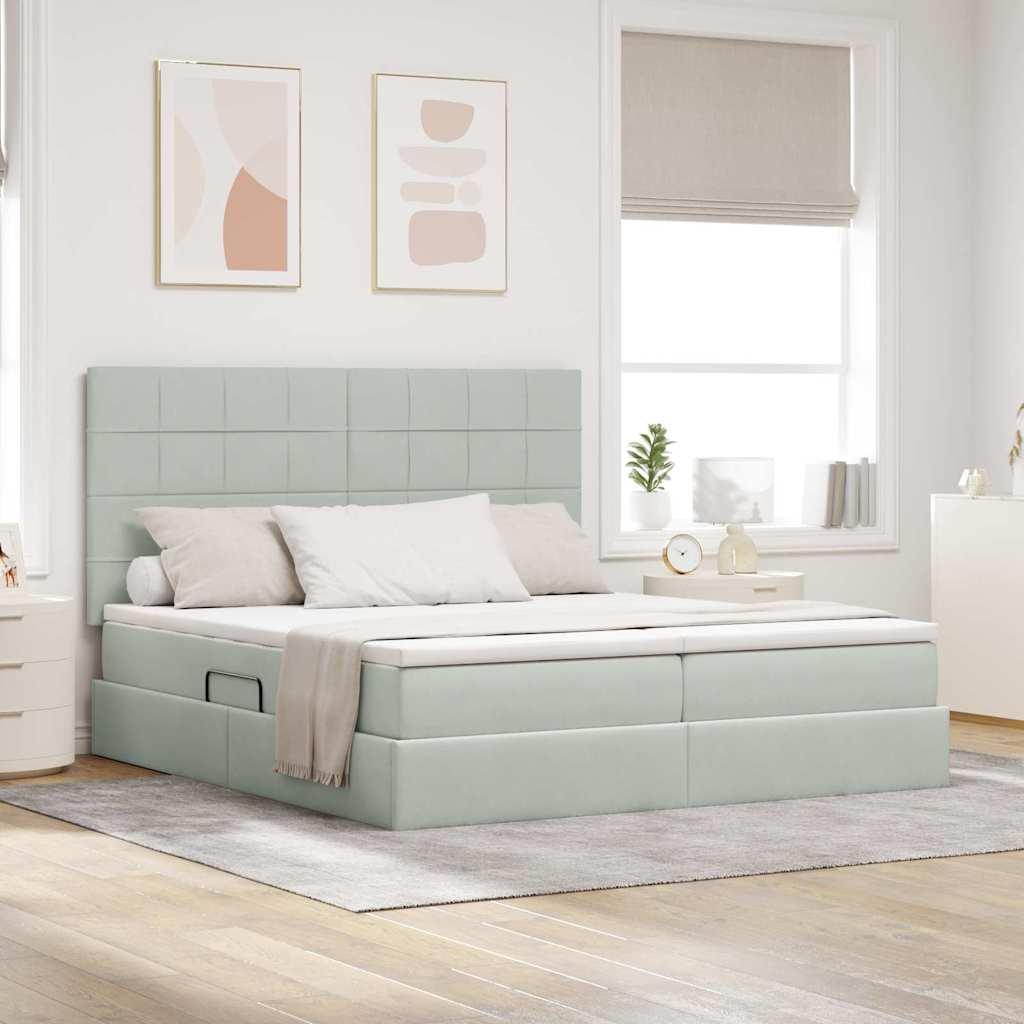 vidaXL Cama con almacenamiento Gris Claro 180 x 200 cm Terciopelo