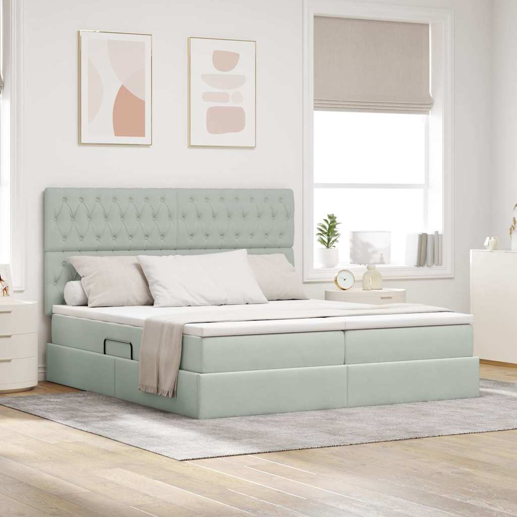 vidaXL Cama con almacenamiento Gris Claro 180 x 200 cm Terciopelo