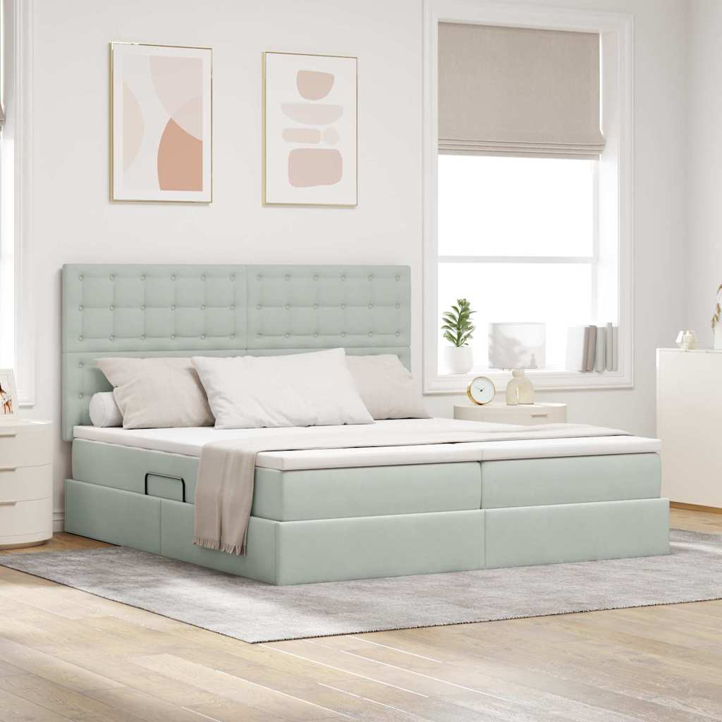 vidaXL Cama con almacenamiento Gris Claro 180 x 200 cm Terciopelo
