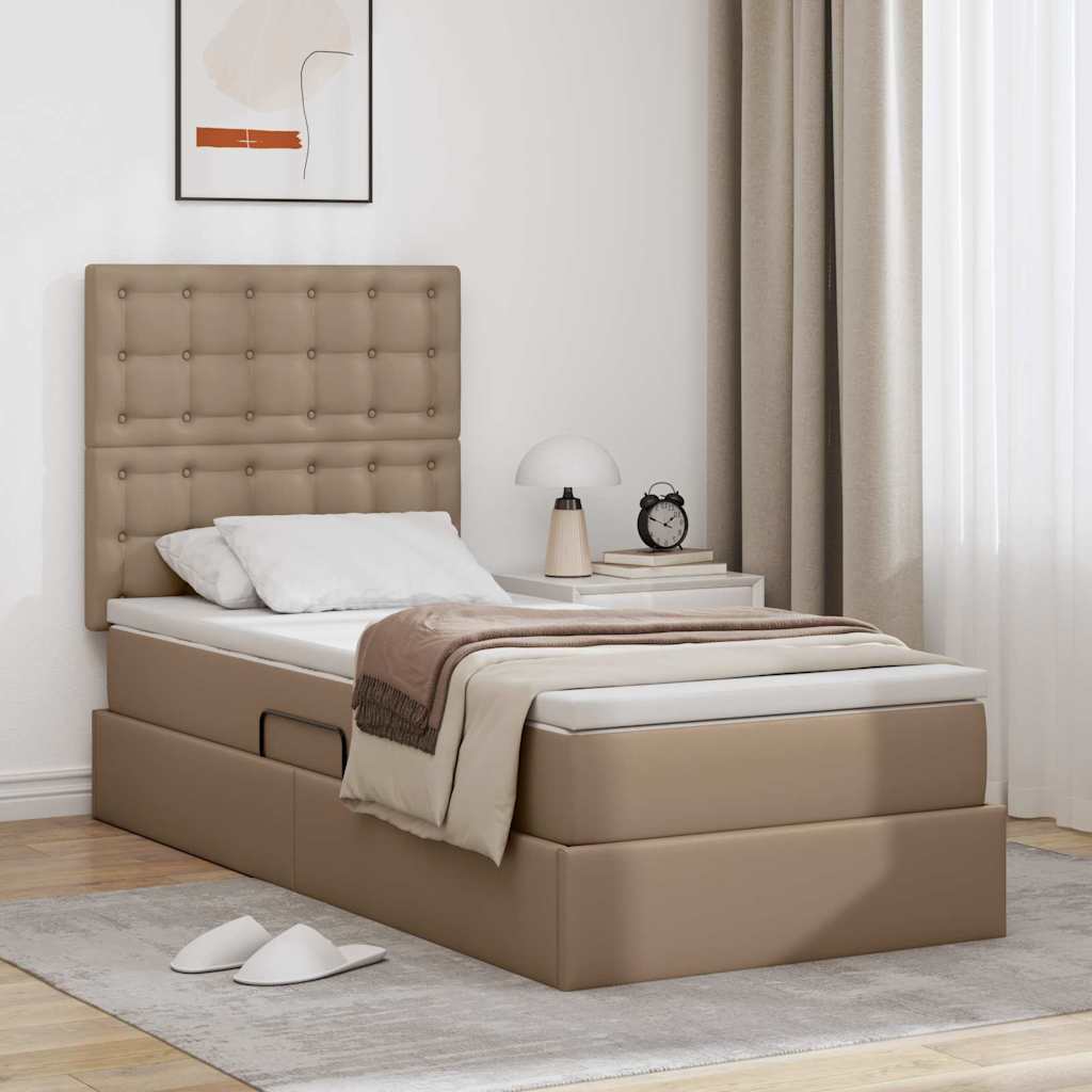 vidaXL Cama con almacenamiento y LED Capuchino 90 x 200 cm