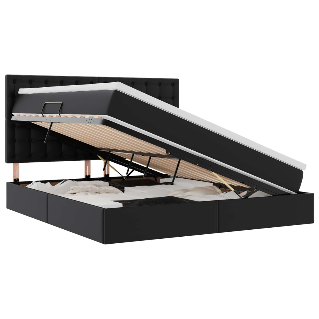 vidaXL Cama con almacenamiento y LED con tiras LED Negro 180 x 200 cm