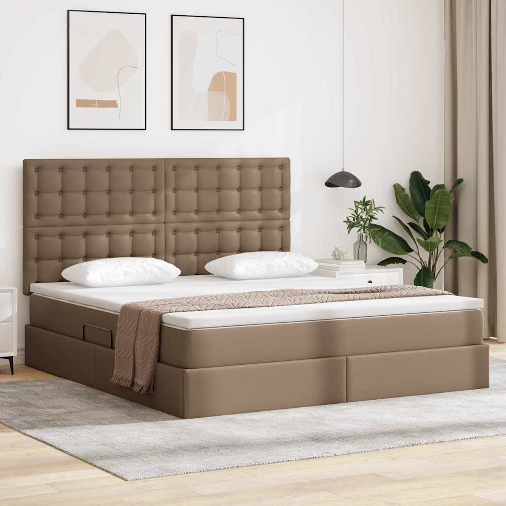 vidaXL Cama con almacenamiento y LED Capuchino 180 x 200 cm
