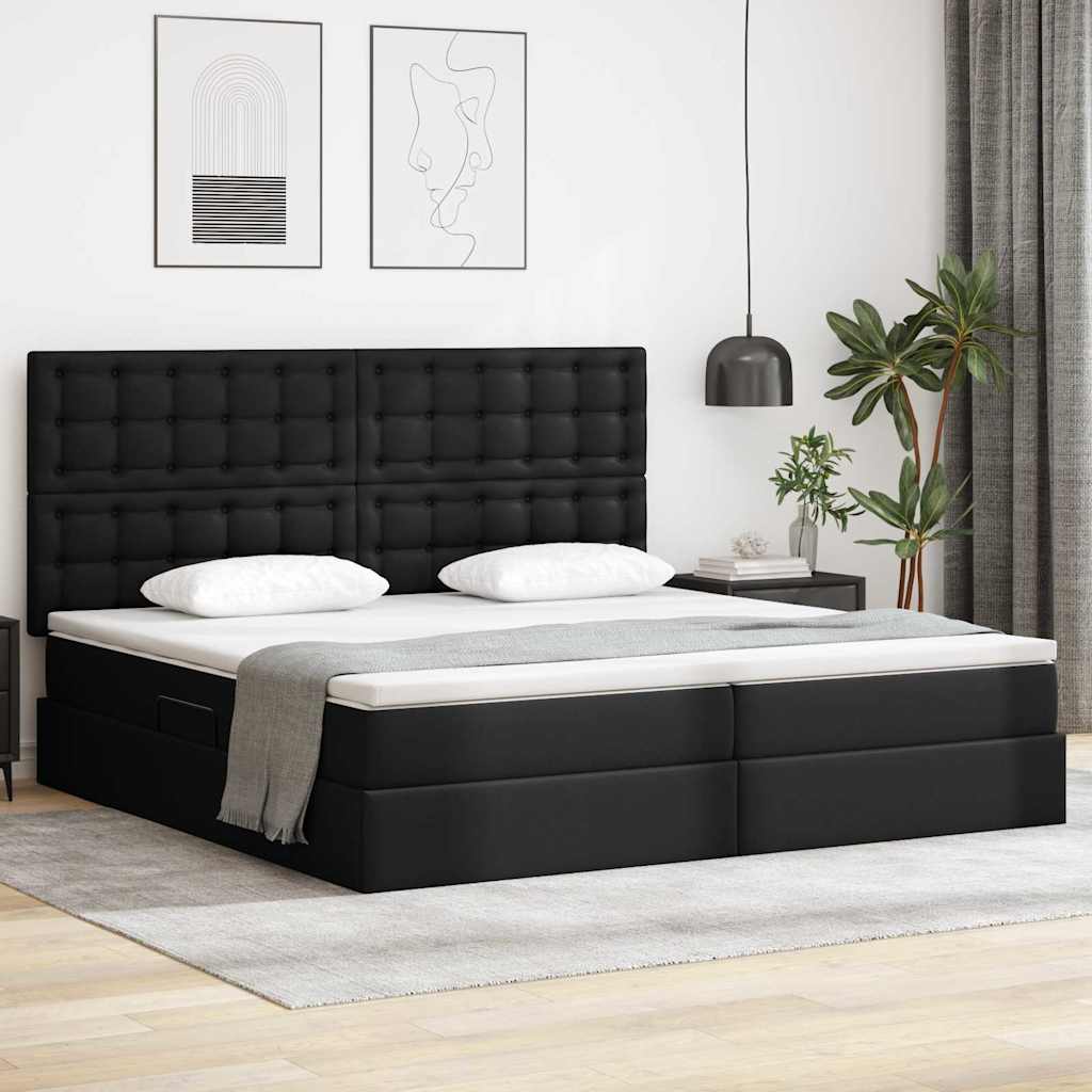 vidaXL Cama con almacenamiento y LED con tiras LED Negro 200 x 200 cm