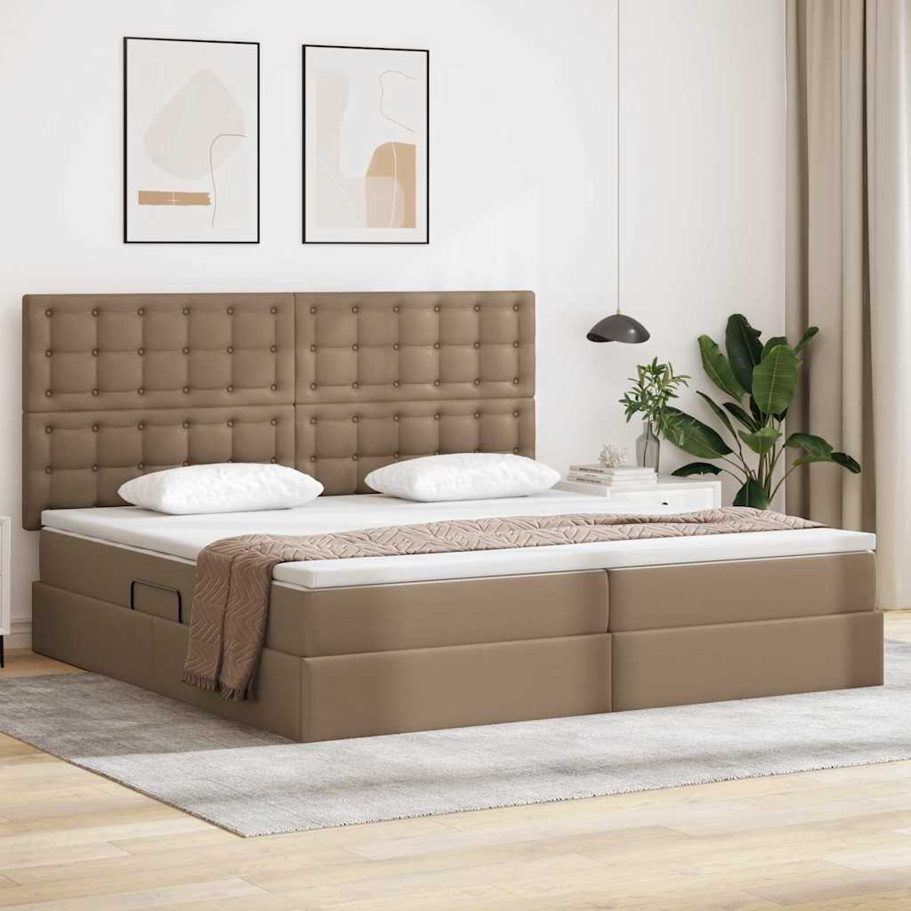 vidaXL Cama con almacenamiento y LED Capuchino 200 x 200 cm