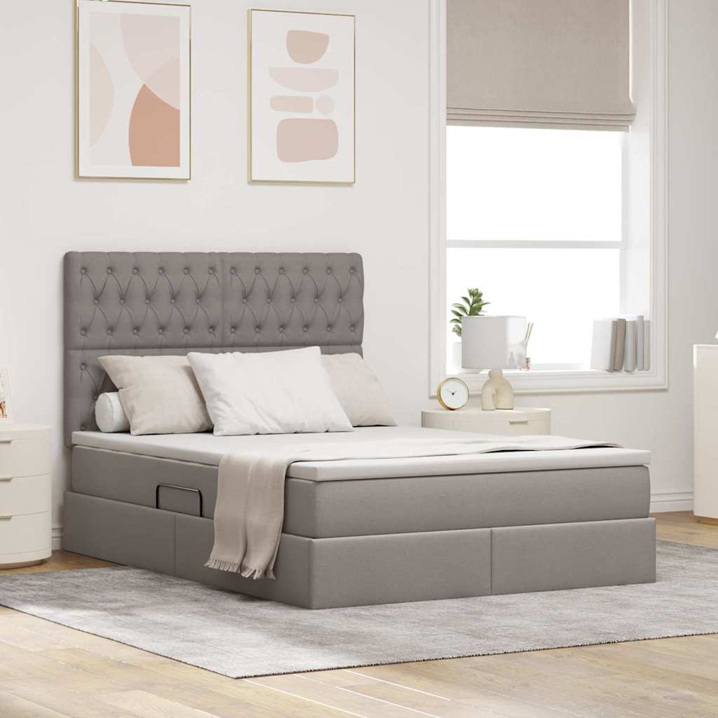 vidaXL Cama de almacenamiento LED con colchón Topo 140 x 200 cm Tela