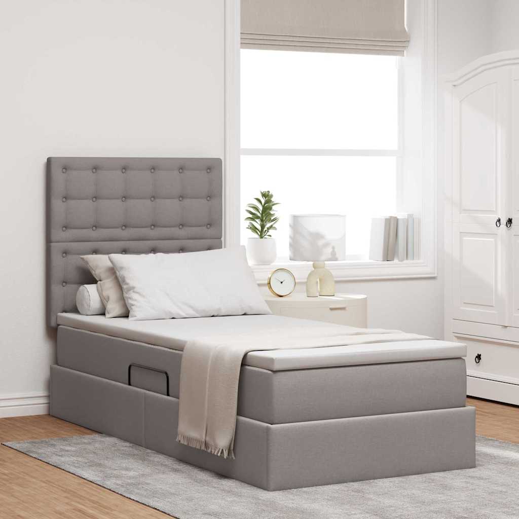 vidaXL Cama de almacenamiento LED con colchón Topo 90 x 190 cm Tela
