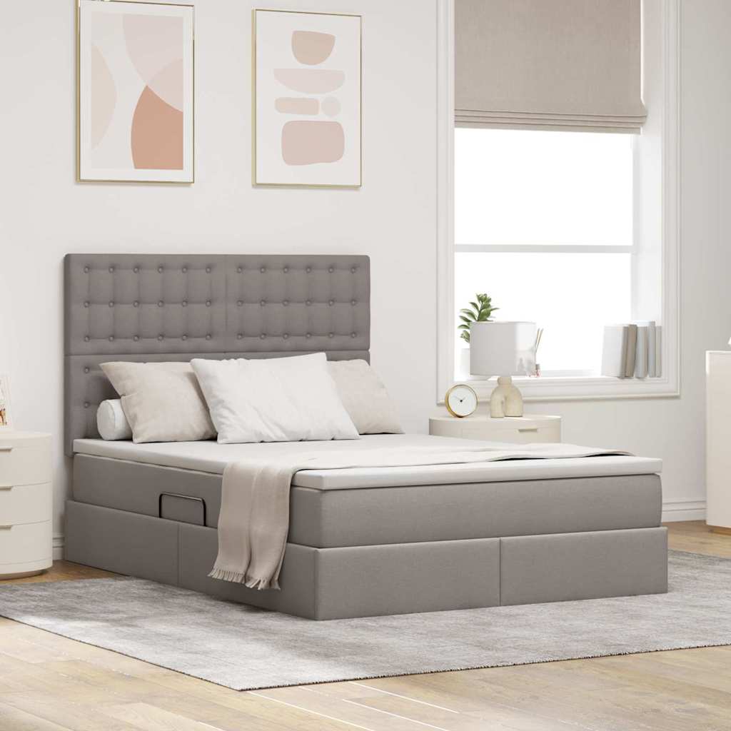 vidaXL Cama de almacenamiento LED con colchón Topo 140 x 200 cm Tela